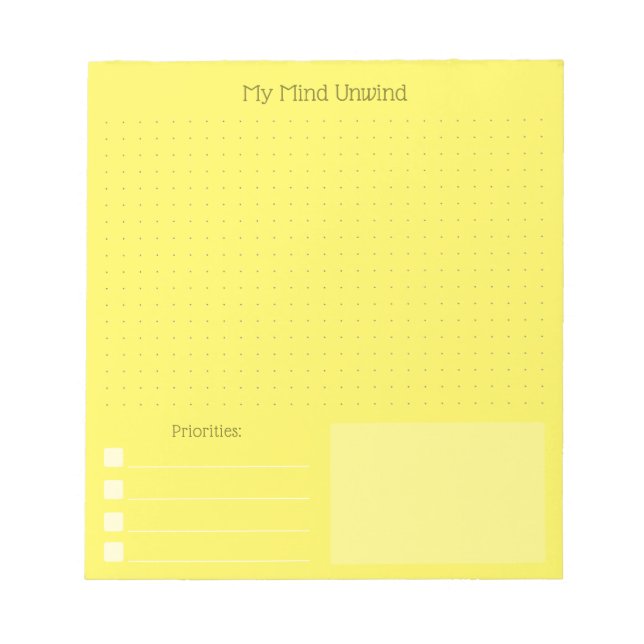 Modern Cheerful Yellow Brain Dump (Editable Text) Notepad (Front)