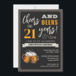 Modern Cheers and Beers 21st Birthday Invitation<br><div class="desc">Surprise Cheers and Beers 21st Birthday Invitation featuring modern design with customise-able age.</div>