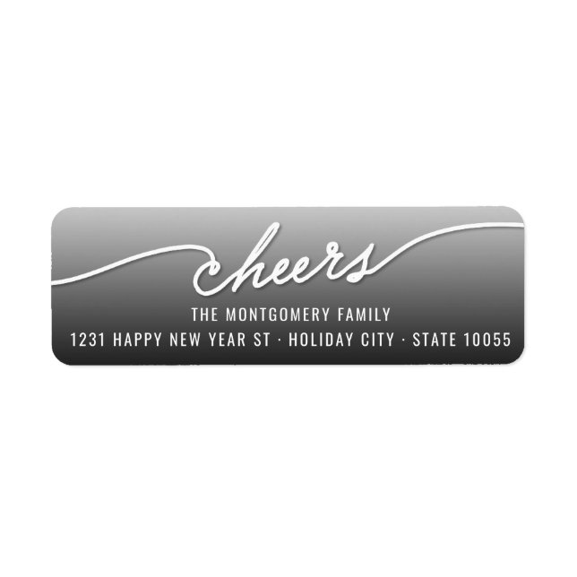 Modern Cheers Calligraphy Script Holiday Address Return Address Label (Front)