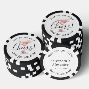 Modern Cheers Cosmo Drink Wedding Poker Chips