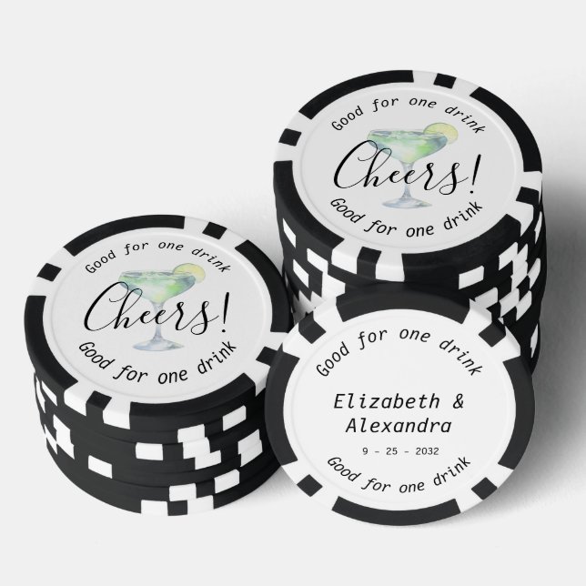 Modern Cheers Daiquiri Drink Wedding Poker Chips (Stack)