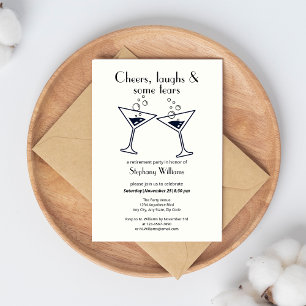 Modern Cheers Laughs Tears Cocktail Retirement Invitation