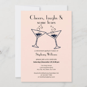 Modern Cheers Laughs Tears Cocktail Retirement Invitation