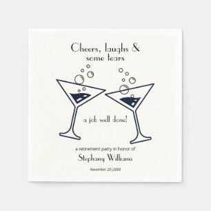 Modern Cheers Laughs Tears Cocktail Retirement Napkin