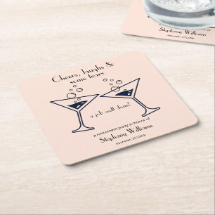 Modern Cheers Laughs Tears Cocktail Retirement Square Paper Coaster