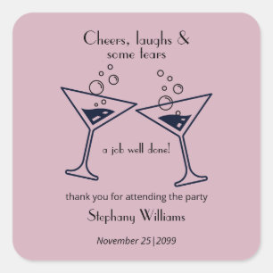 Modern Cheers Laughs Tears Cocktail Retirement Square Sticker