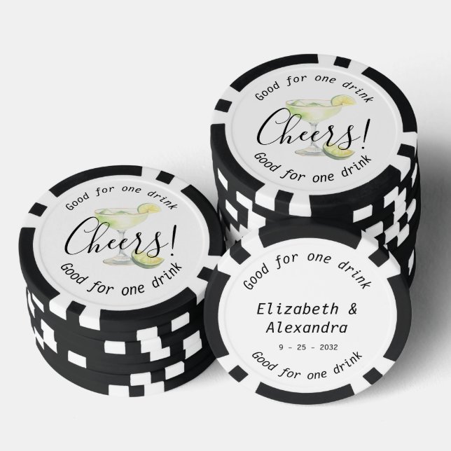 Modern Cheers Margarita Drink Wedding Poker Chips (Stack)