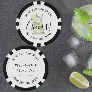 Modern Cheers Mojito Drink Wedding Poker Chips