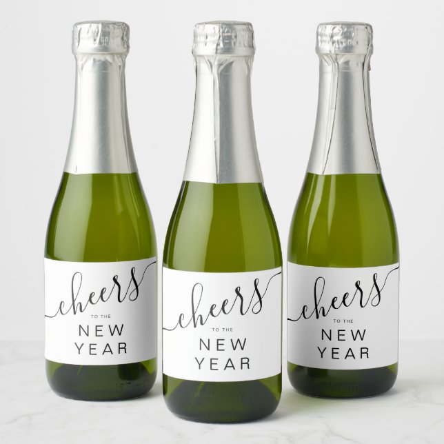 Modern Cheers New Year's Eve Party Sparkling Wine Label (Bottles)