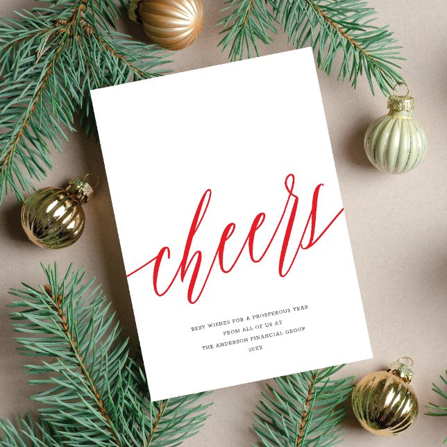 Modern Cheers Non-Photo Business Holiday Card (Creator Uploaded)