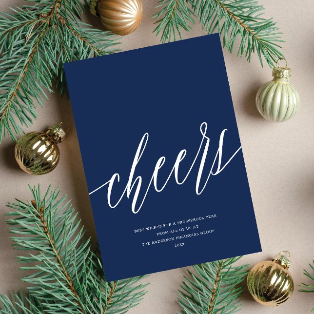 Modern Cheers Non-Photo Business Holiday Card (Creator Uploaded)