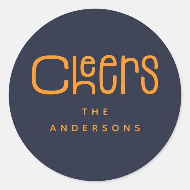 Modern Cheers' Personalized  Classic Round Sticker (Front)