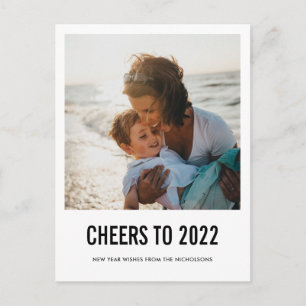 Modern Cheers To 2022 New Year Script Photo Holiday Postcard