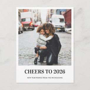Modern Cheers To 2026 New Year Script Photo  Holiday Postcard