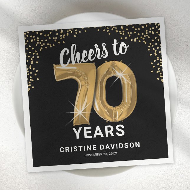 Modern Cheers to 70 Years Adult Birthday Napkins (Creator Uploaded)