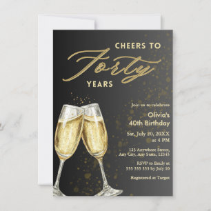 Modern Cheers to Forty Years 40th Birthday Invitation