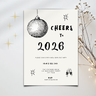 Modern Cheers to New Year 2026 Bold Typo Invitation
