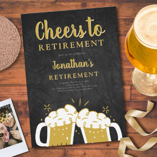 Modern Cheers to Retirement Black Celebration Invitation