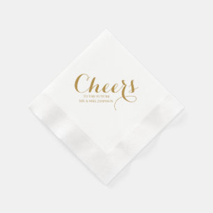Modern cheers to the future mr & mrs wedding napkin