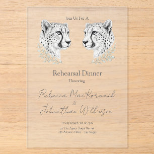 Modern Cheetah Elegant Rehearsal Dinner Design Acrylic Invitations