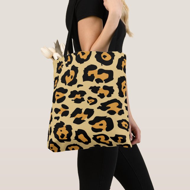 Modern Cheetah Spots Pattern Tote Bag (Close Up)