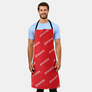 Modern Chef Add Your Text Personalised Red Apron