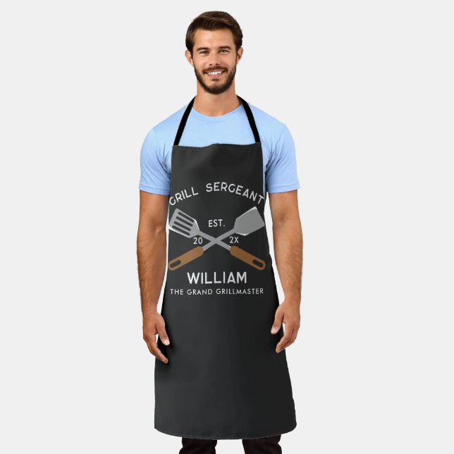 Modern Chef Dad Grill Expert Personalised Apron (Worn)