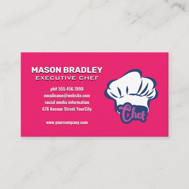 Modern Chef Hat Style Illustration Business Card (Front)