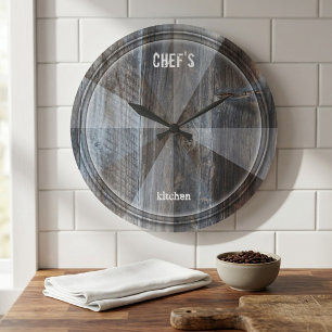 Modern Chef Industrial Wood Cutting Board Clock