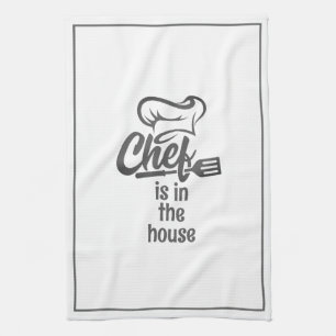 Modern CHEF IS IN THE HOUSE Funny Quote Tea Towel