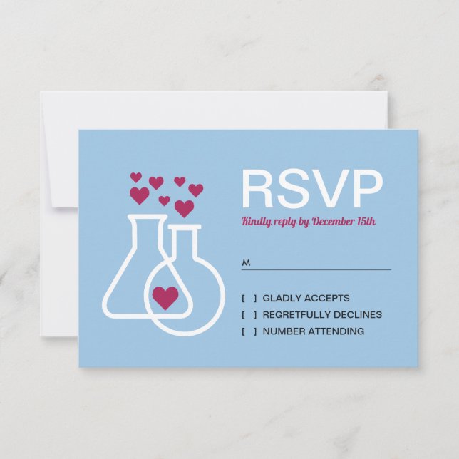 Modern Chemistry Heart Wedding RSVP Card (Front)
