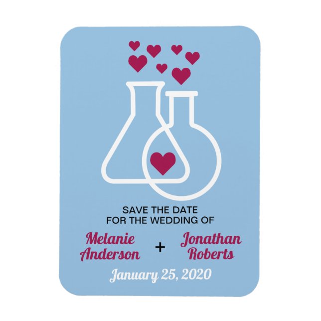 Modern Chemistry Heart Wedding Save The Date Magnet (Vertical)