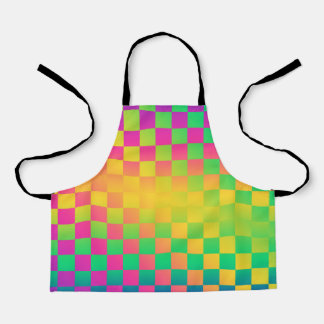 Modern Chequerboard Colourful Pattern Apron