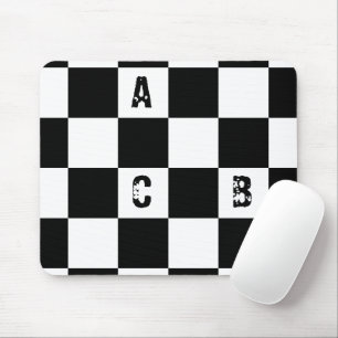 Modern Chequered black and white Alphabets Mouse Pad