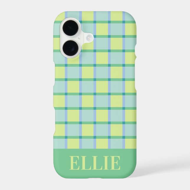 Modern Chequered Blue Green Lime Custom (Back)