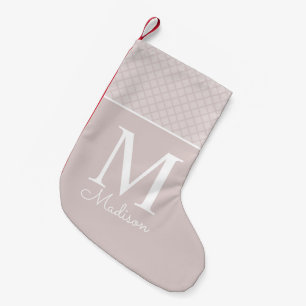 Modern chequered name monogram small christmas stocking