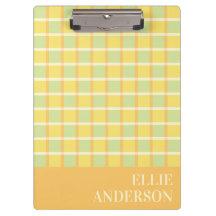 Modern Chequered Pastel Green Yellow Orange Name