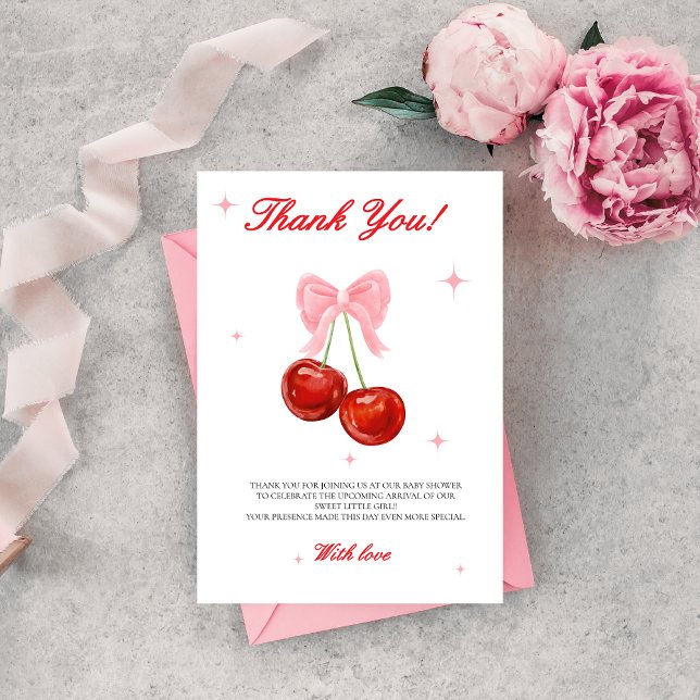 Modern Cherry Baby Shower  Thank You Card (Creator Uploaded)