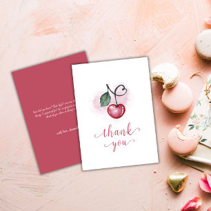 Modern Cherry Berry Sweetheat Baby Shower  Thank You Card