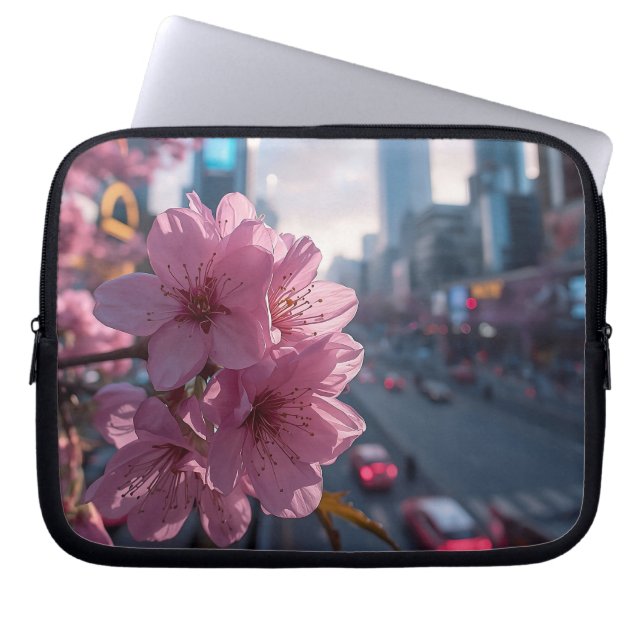 Modern Cherry Blossom 10' Laptop Sleeve (Front)