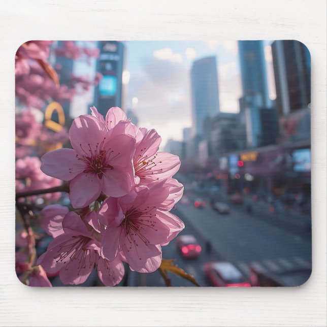 Modern Cherry Blossom Mouse Pad (Front)