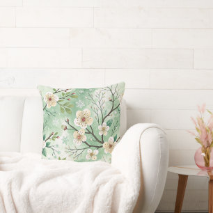 Modern Cherry Blossoms Winter pattern Cushion
