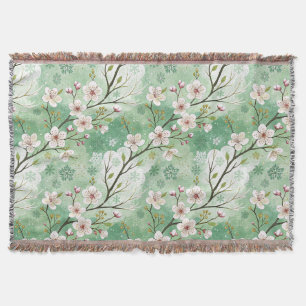 Modern Cherry Blossoms Winter Throw Blanket