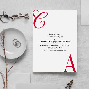 Modern Cherry Coded Minimalist Monogram Wedding Save The Date