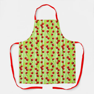 Modern cherry pattern black apron