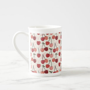 Modern Cherry Pattern Bone China Mug