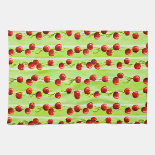 Modern cherry pattern tea towel