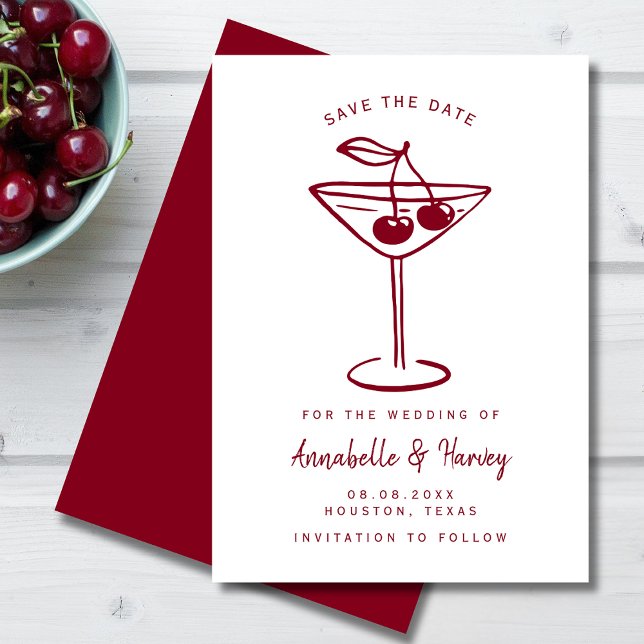 Modern Cherry Red Handwritten Save The Date (Creator Uploaded)