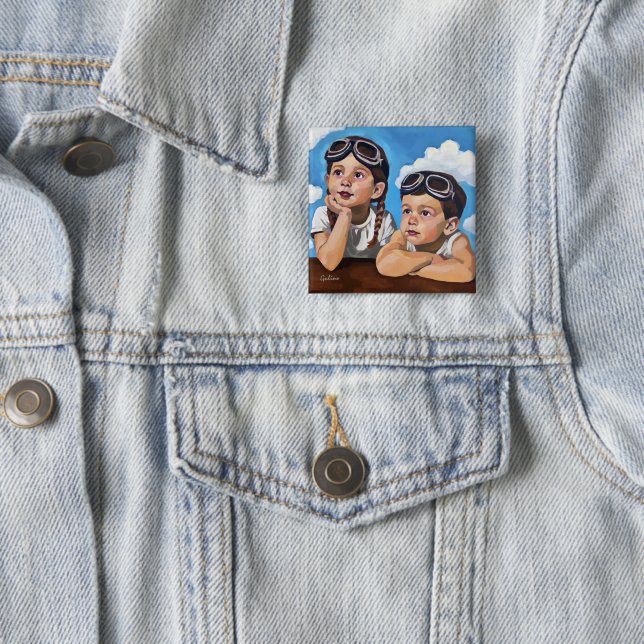 Modern Cherub Painting - Rembrandt Inspired Art 15 Cm Square Badge (In Situ)