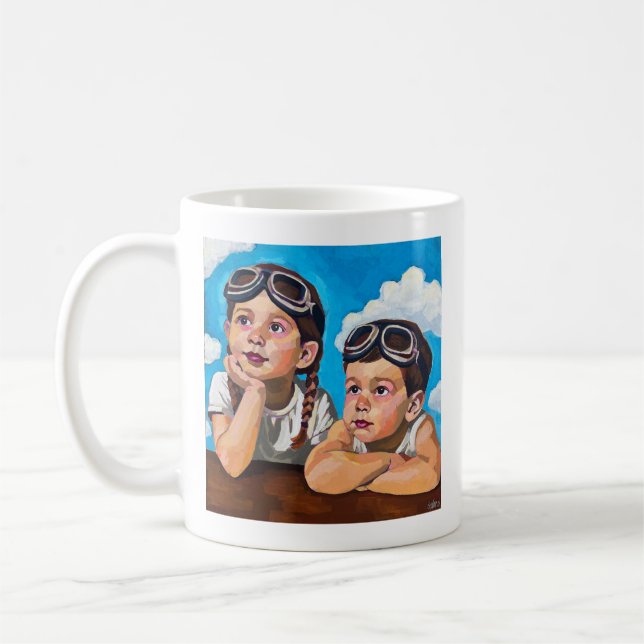 Modern Cherub Painting - Rembrandt Inspired Art Coffee Mug (Left)